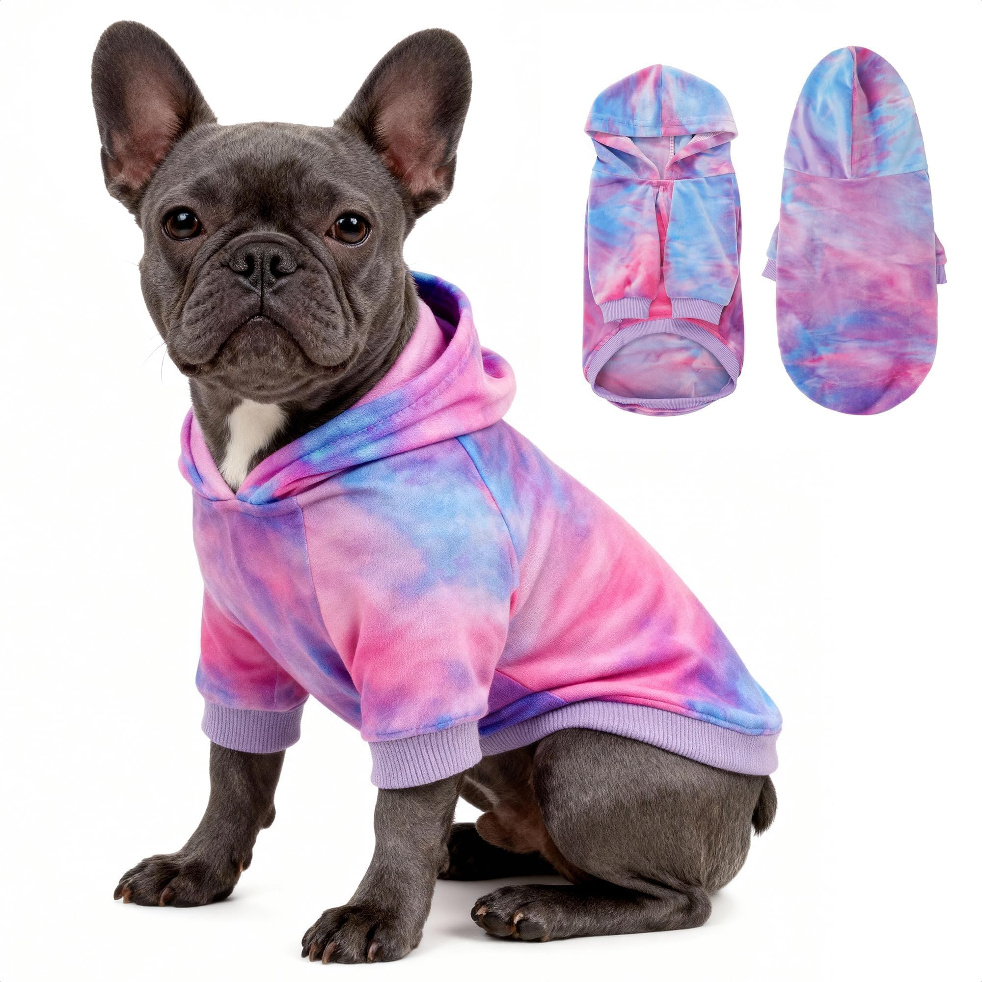WOYYHO premium velvet tie-dye dog hoodie machine-washable care keeps colors vibrant.