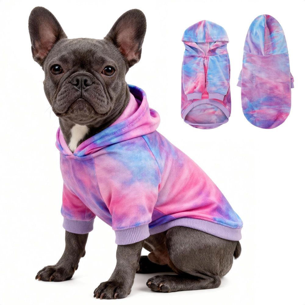 WOYYHO premium velvet tie-dye dog hoodie machine-washable care keeps colors vibrant.