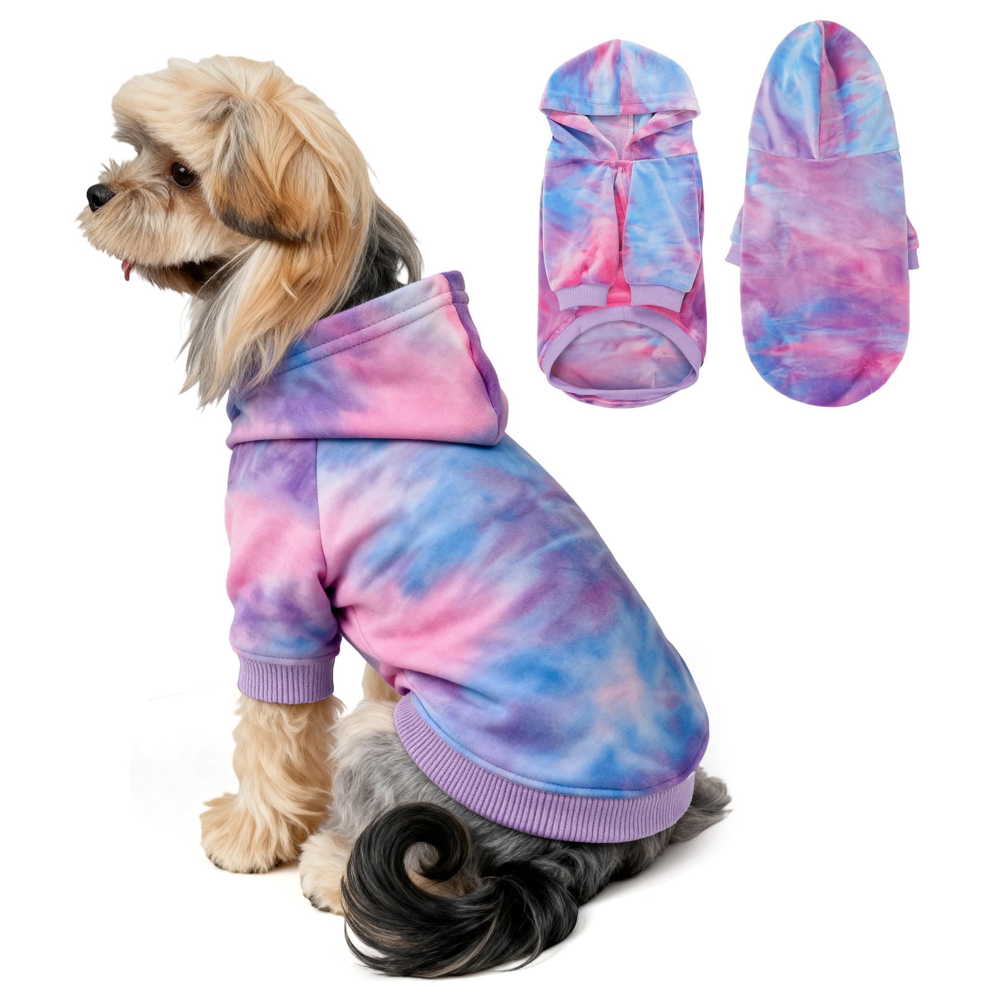 WOYYHO premium velvet tie-dye dog hoodie fall-winter-spring wear for daily adventures.