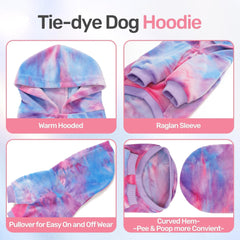 WOYYHO premium velvet tie-dye dog hoodie stretchy-neckline design for quick, comfortable dressing.