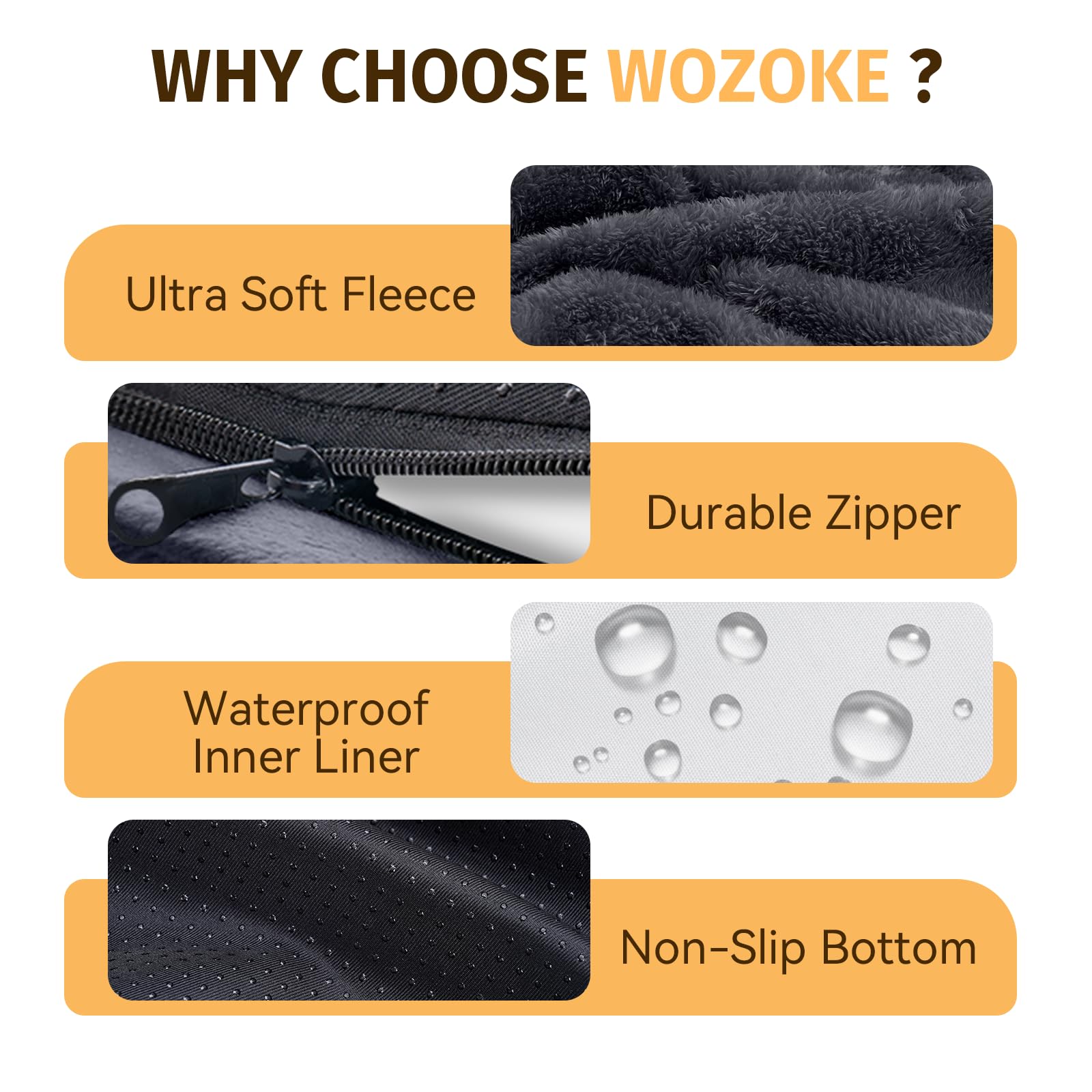 WOZOKE dark gray large dog bed blends with home decor.