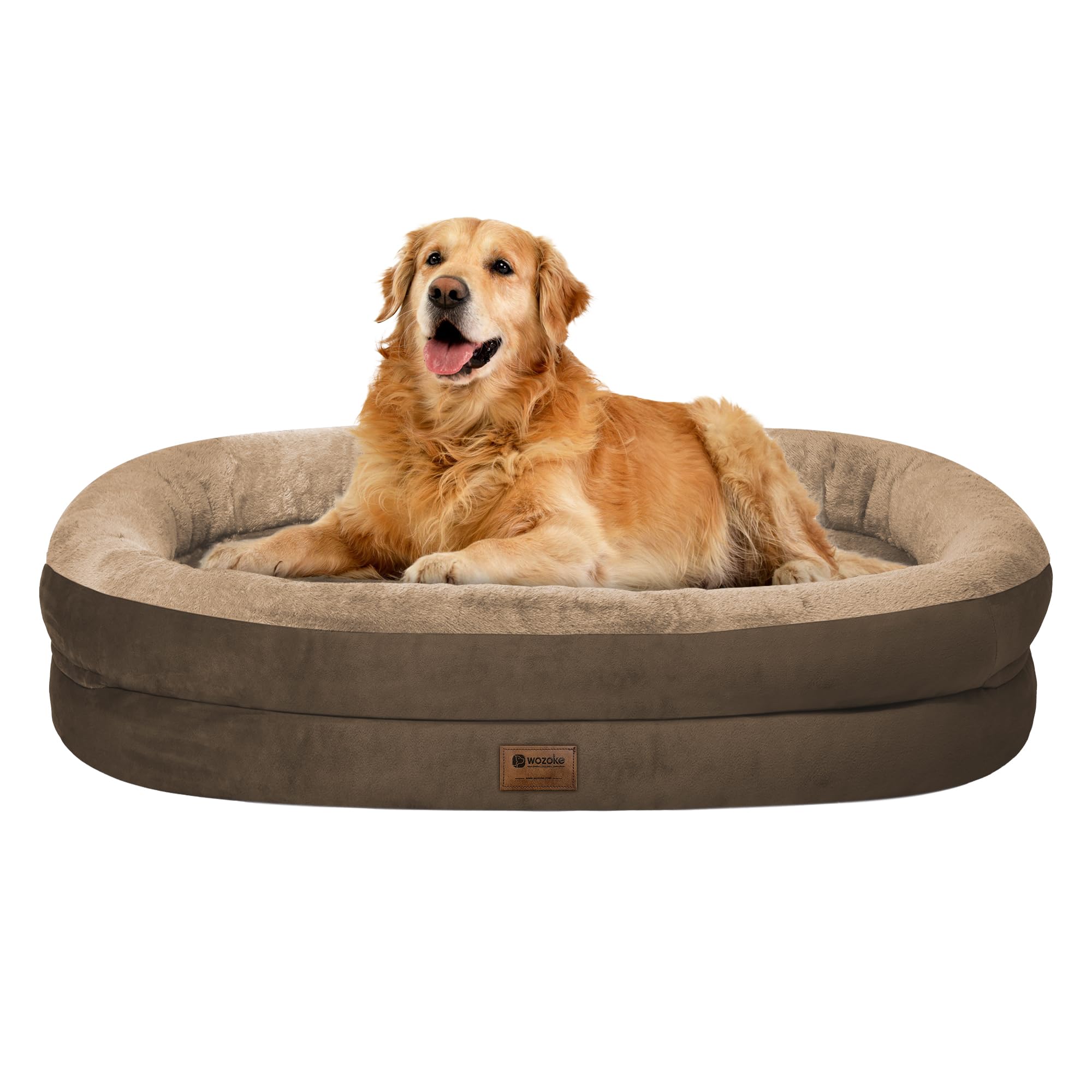 WOZOKE orthopedic dog bed foam detail showing balanced support for joints and muscles