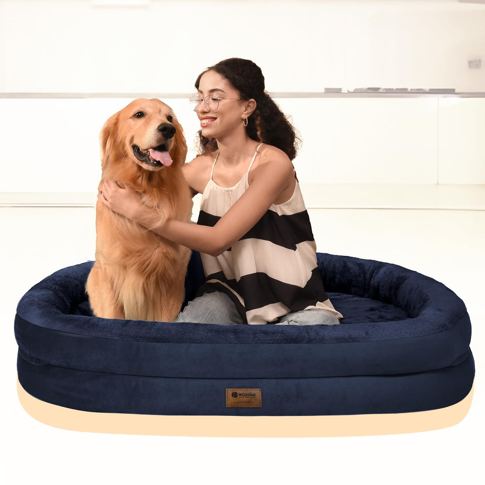 WOZOKE XL bed on floor with dog resting comfortably.