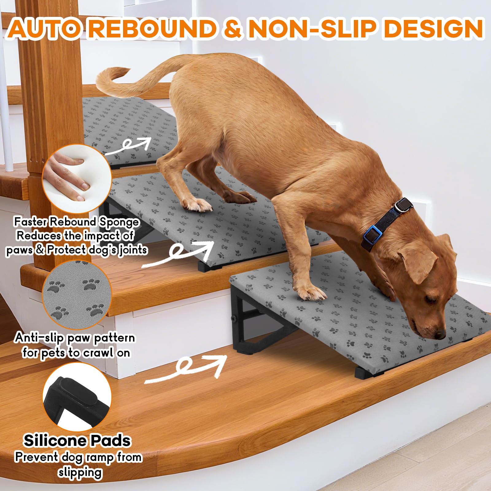 WPVPaw dog ramp 26-degree-slope helps gentle climbs for seniors.
