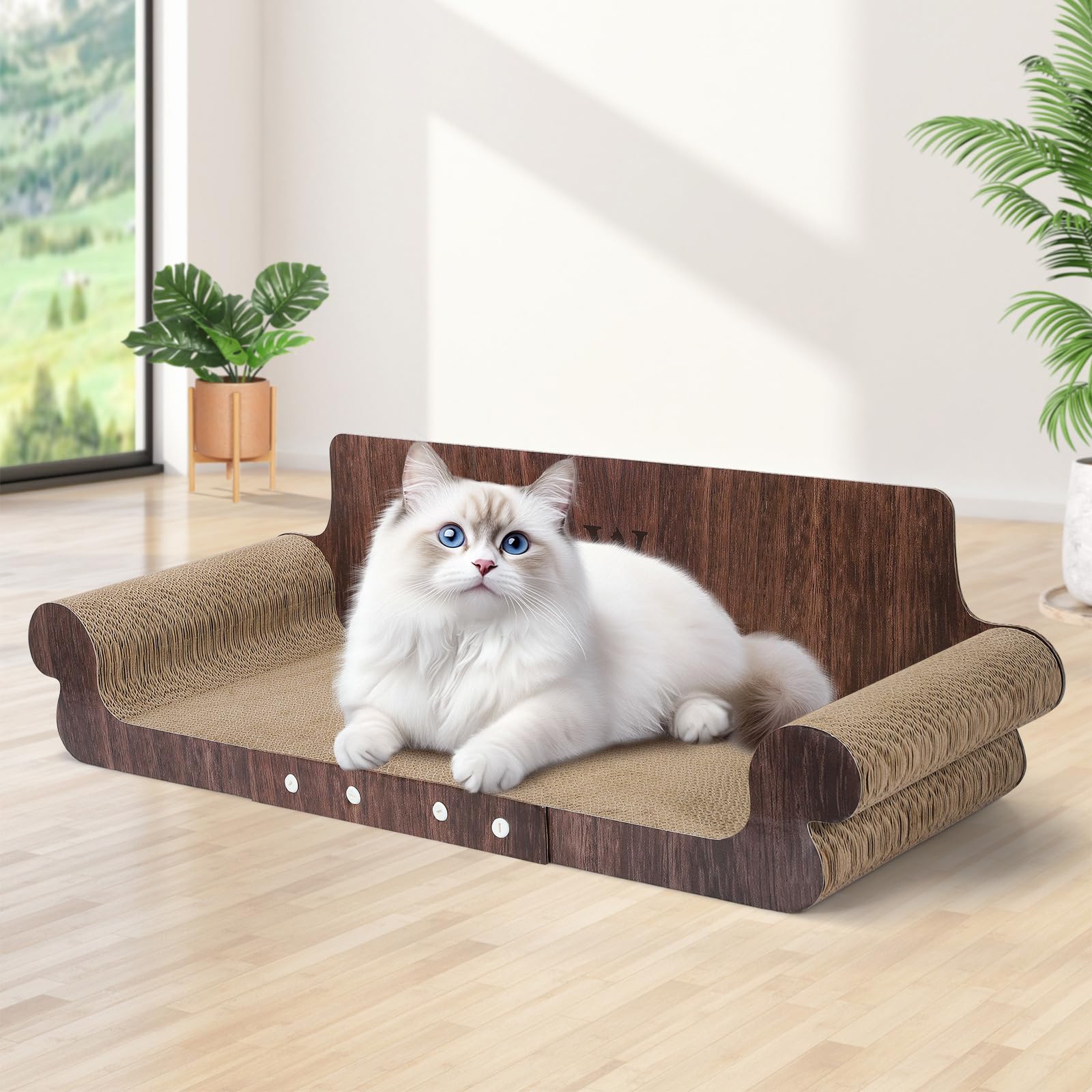 wpvpaw extra-large cat scratcher bed assembly shows sturdy, long-lasting cardboard for durable play and rest