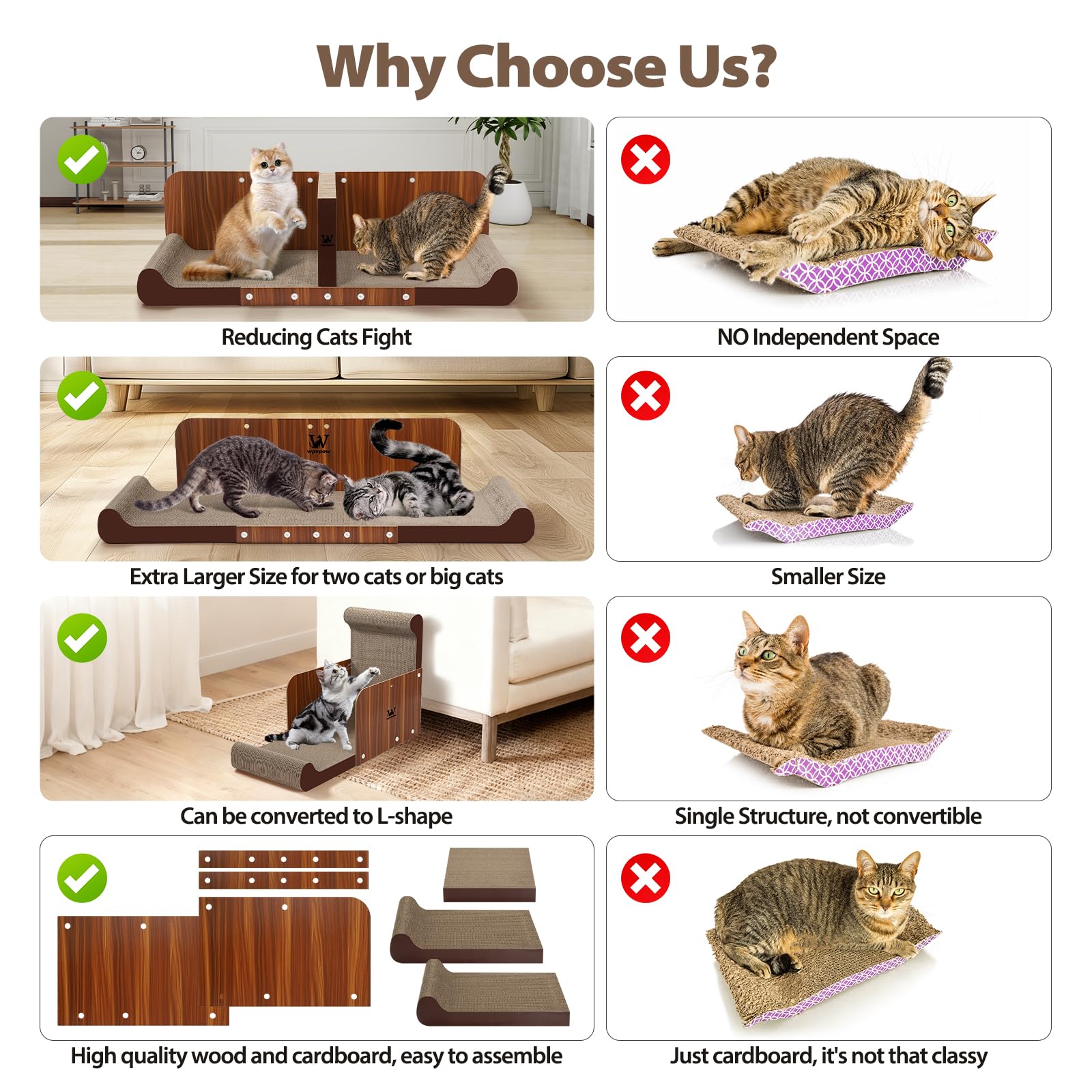 WPVPaw modern materials cardboard-wood construction signals premium, stylish durability