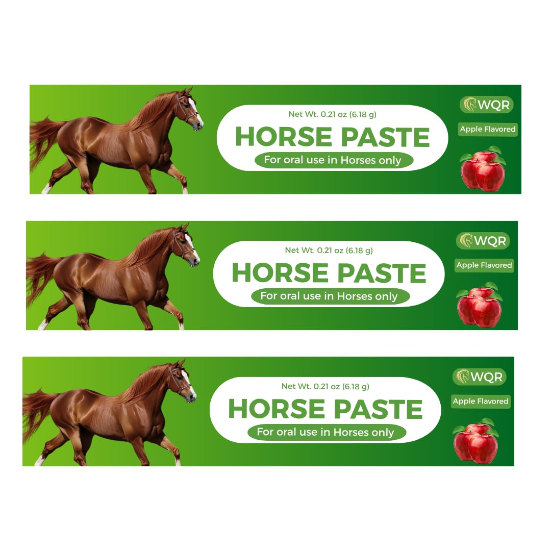 WQR Horse Paste apple-flavored syringe shows easy dosing and palatable administration
