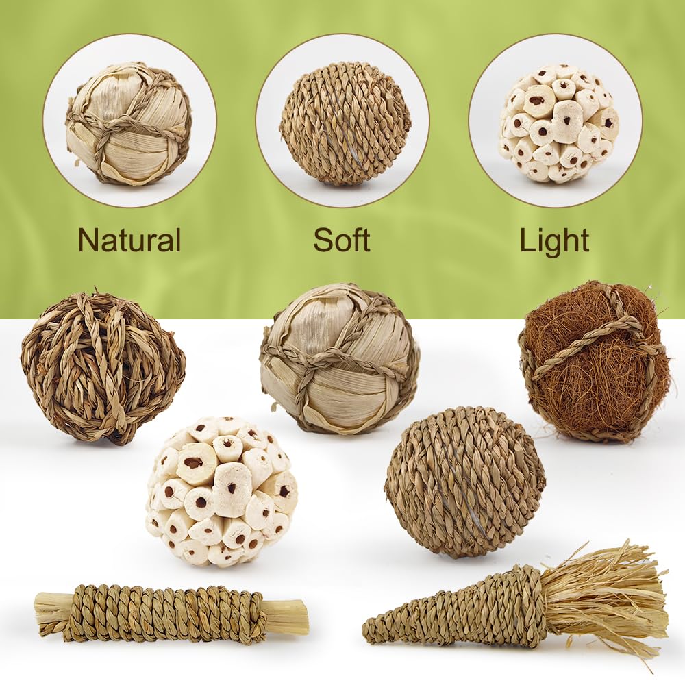 WQY GroceryShop 7Pcs Bird Toy cage setup shows diverse textures