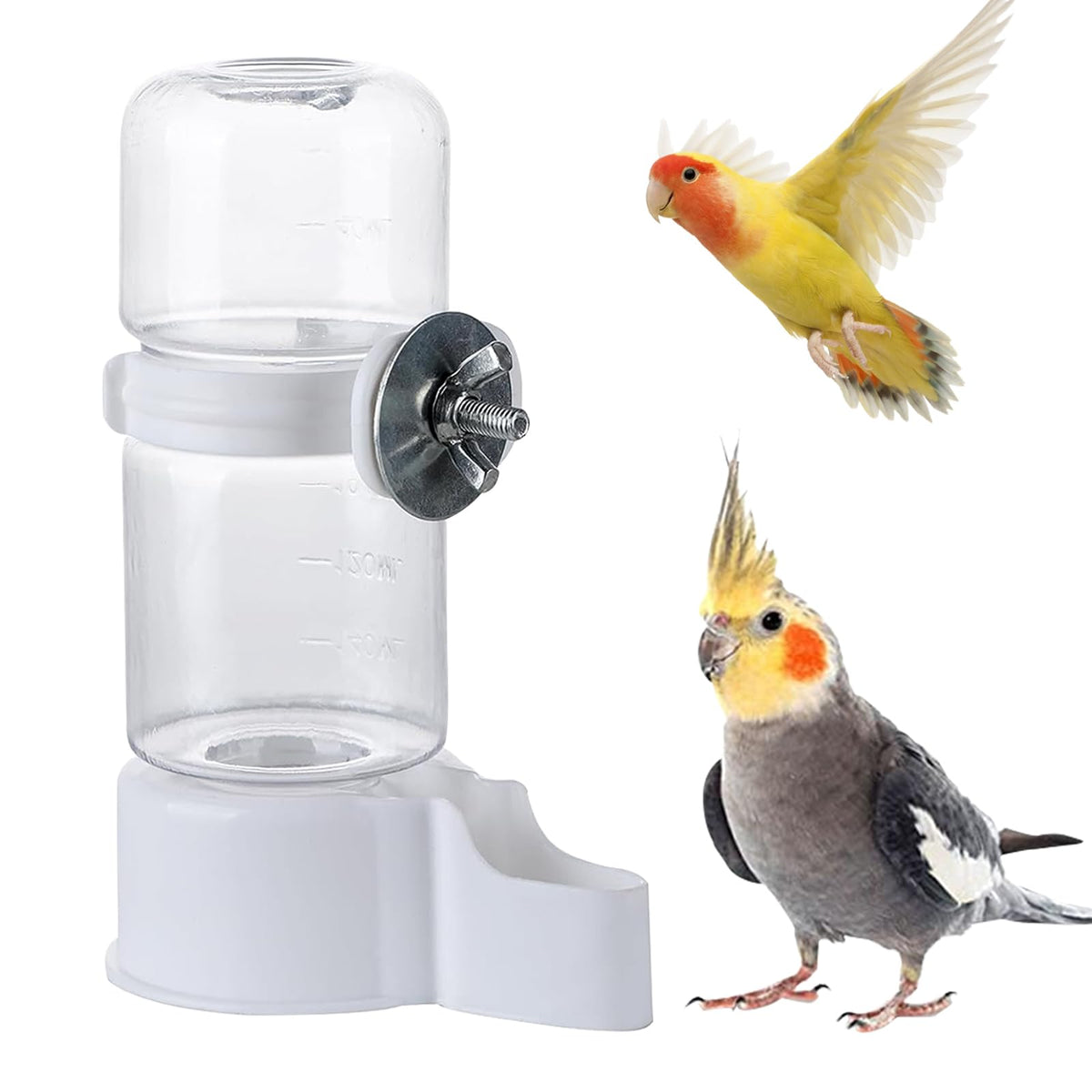 WQY GroceryShop automatic water feeder mounted in a cage for easy pet hydration.
