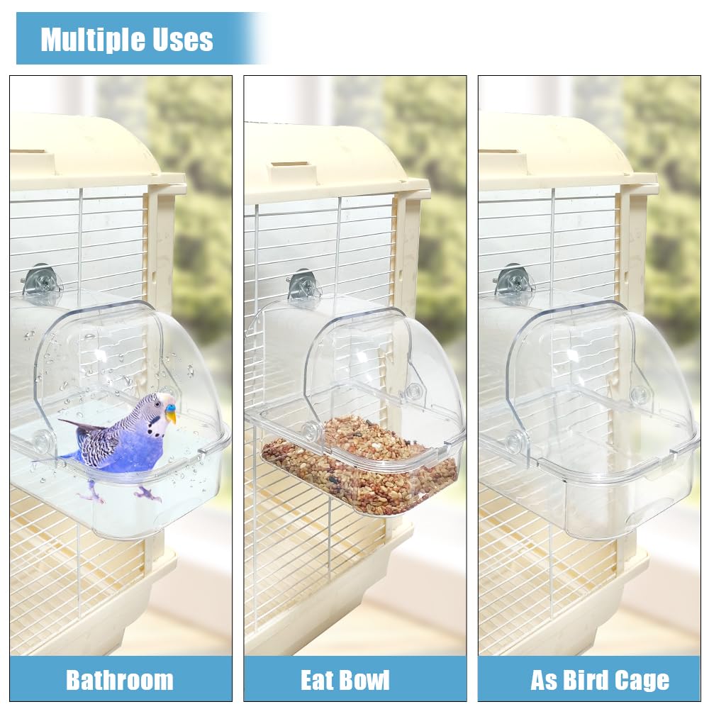 WQY GroceryShop birdbath-hanging-hooks design enables easy placement on any cage.