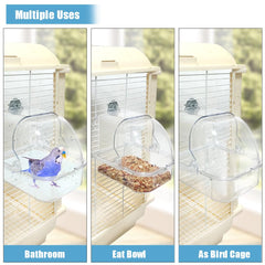 WQY GroceryShop birdbath-hanging-hooks design enables easy placement on any cage.