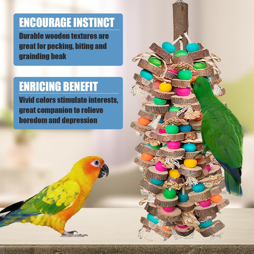 WQY GroceryShop bite-resistant wood highlights durable chewing for large birds.