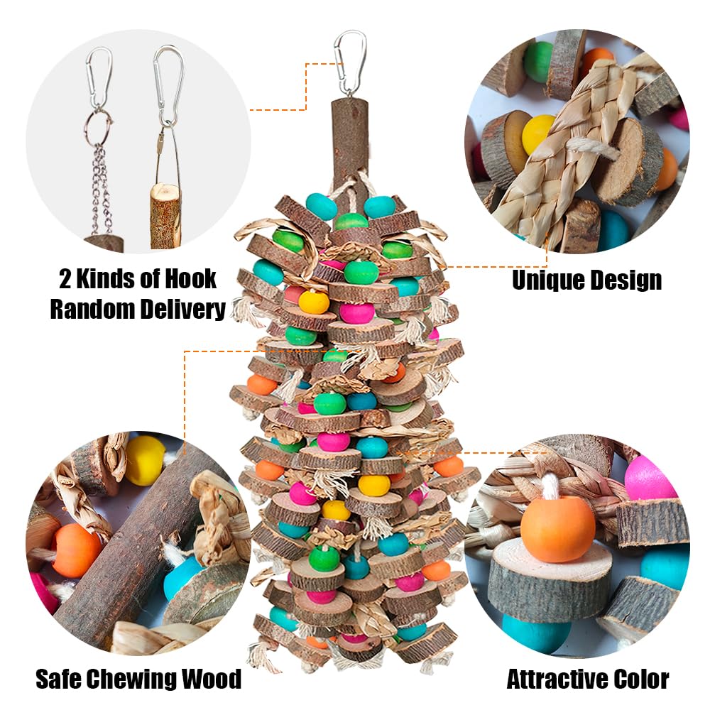 WQY GroceryShop large bird toy with sturdy hanging hook for quick cage setup.