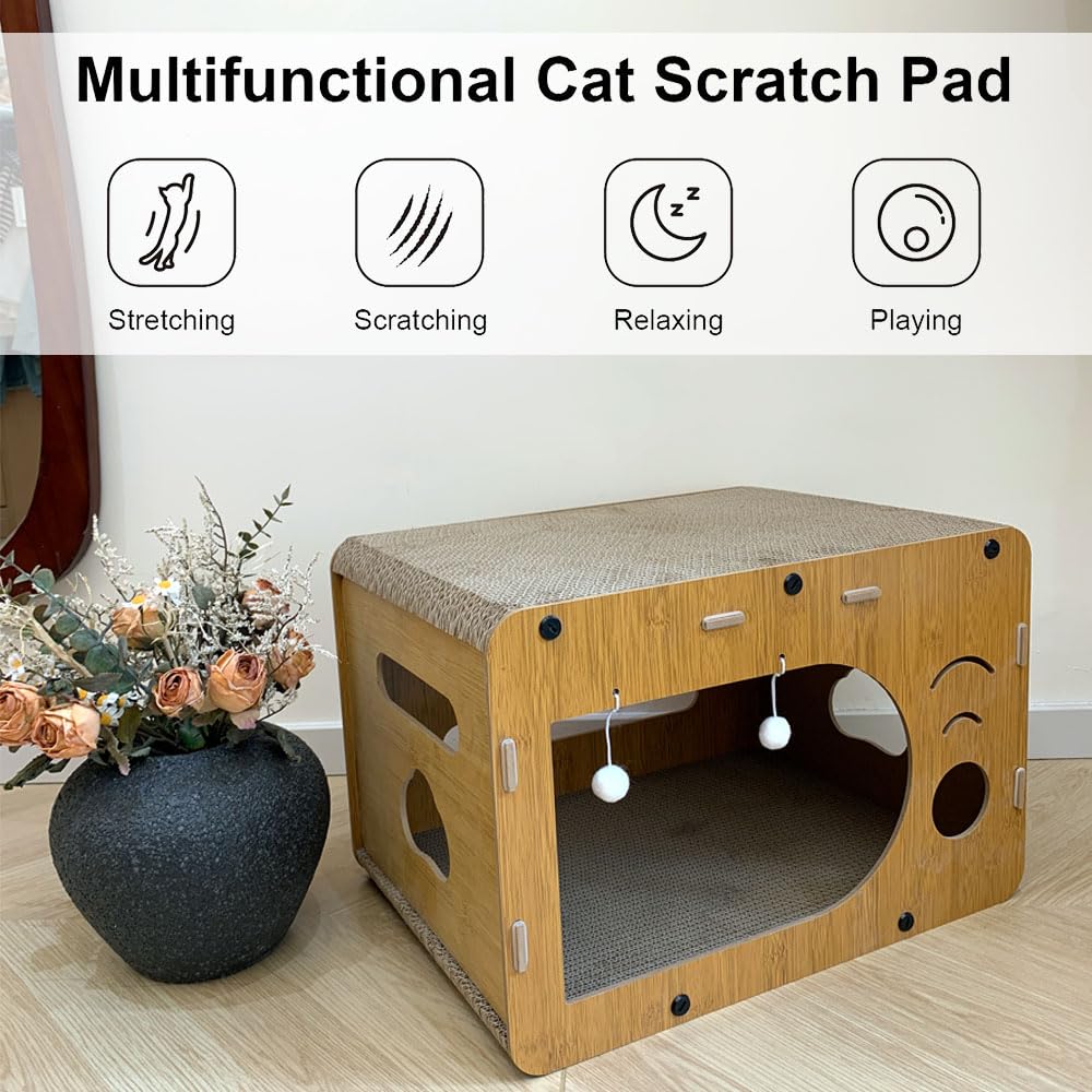 WRBTA cat nap bed scratch - comfortable resting plus scratching surface.