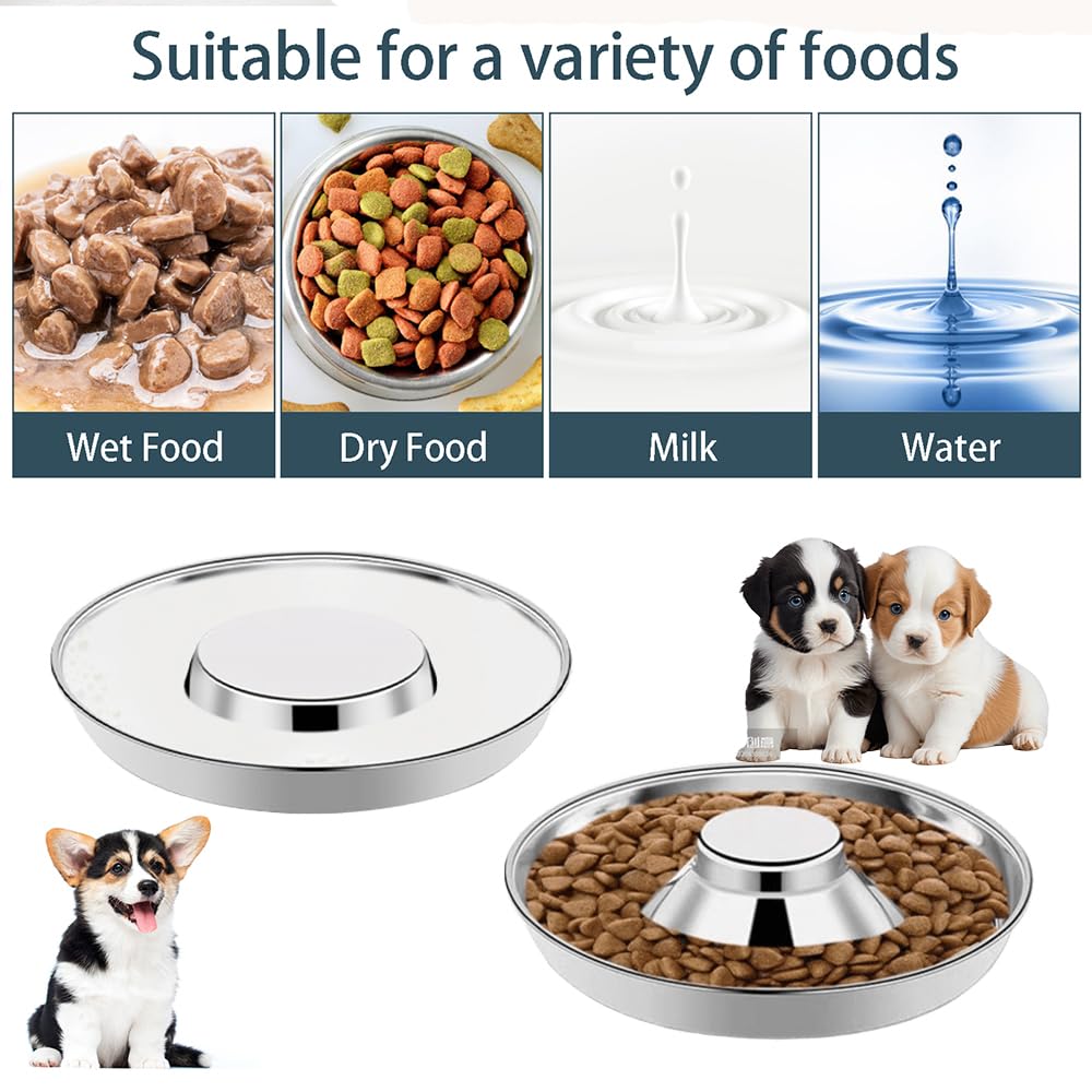 Wrifazaly puppy bowls with raised center design to reduce mess during meals.