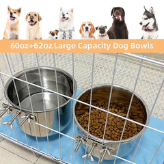 Wrifazaly spill-proof bracket attachment secures bowls to crate.