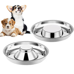 Wrifazaly two-pack stainless steel puppy bowls shown side by side for multi-dog feeding.