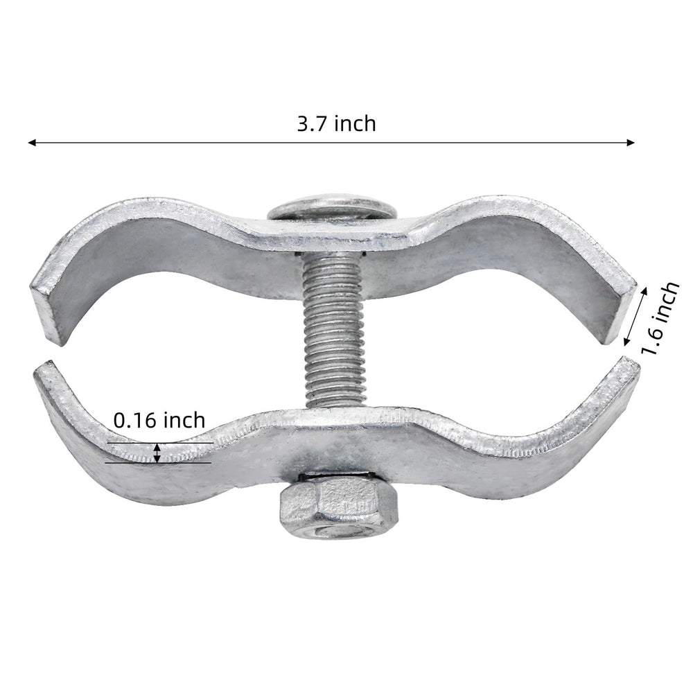 WRINGKIT 1-3-8-inch chain-link clamps secure two fence panels for temporary enclosures.