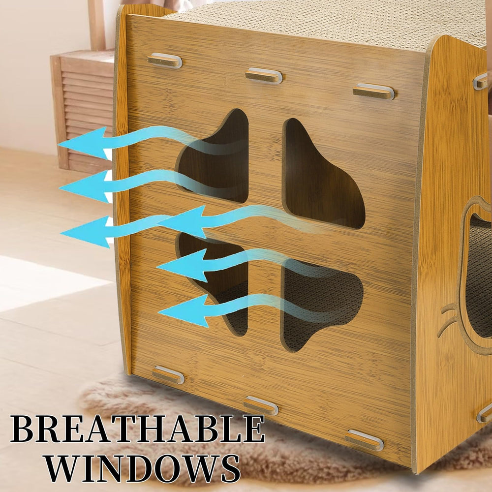 WRINGKIT 2-Level Cat Scratcher House interior space — roomy layout for rest and play.