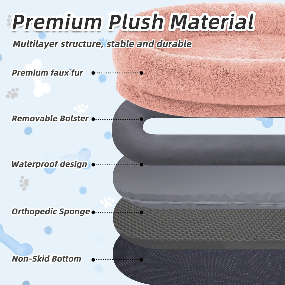 WROS Human Dog Bed pink non-slip base supports stable lounging