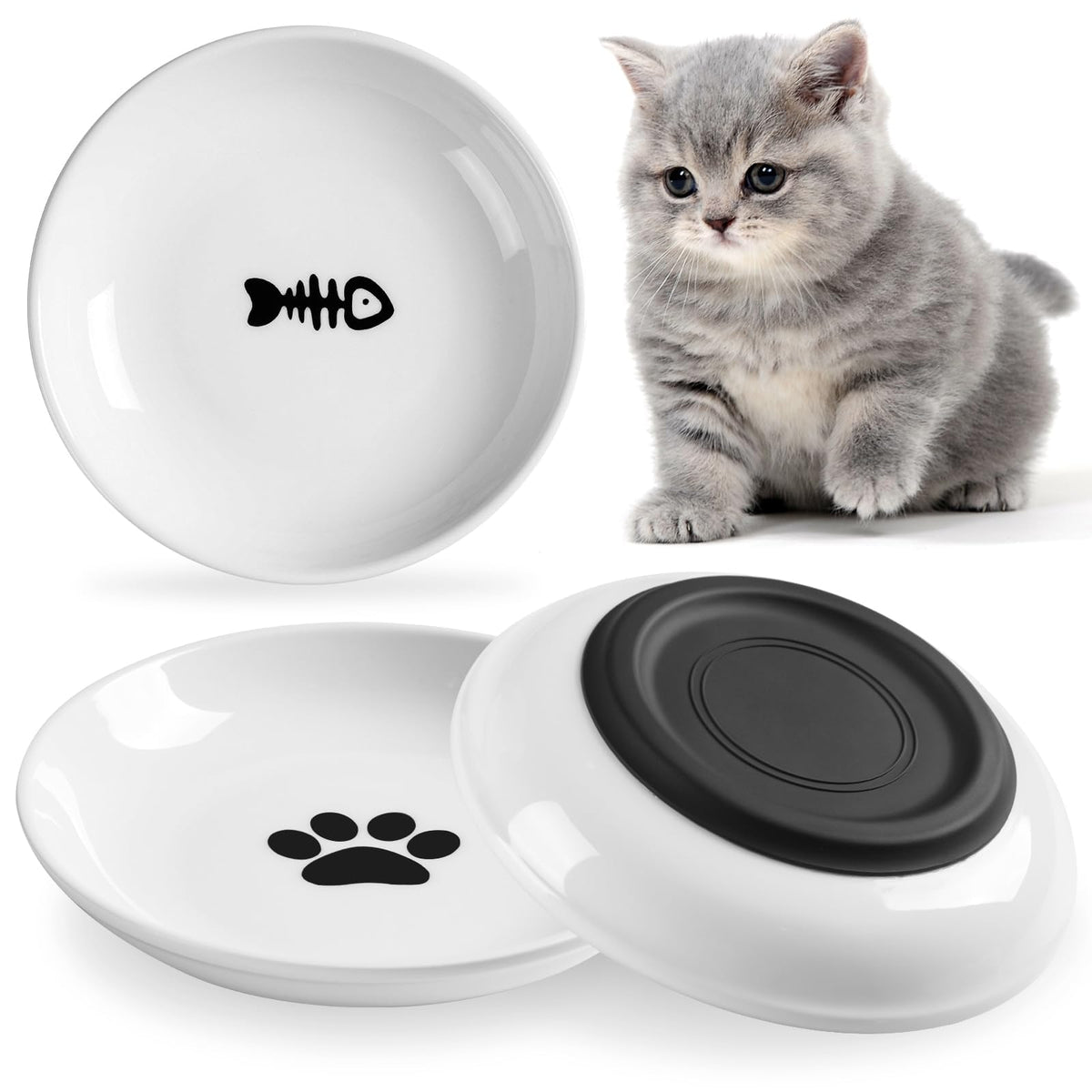 WROSWT cat food bowl with silicone base stays put during meals