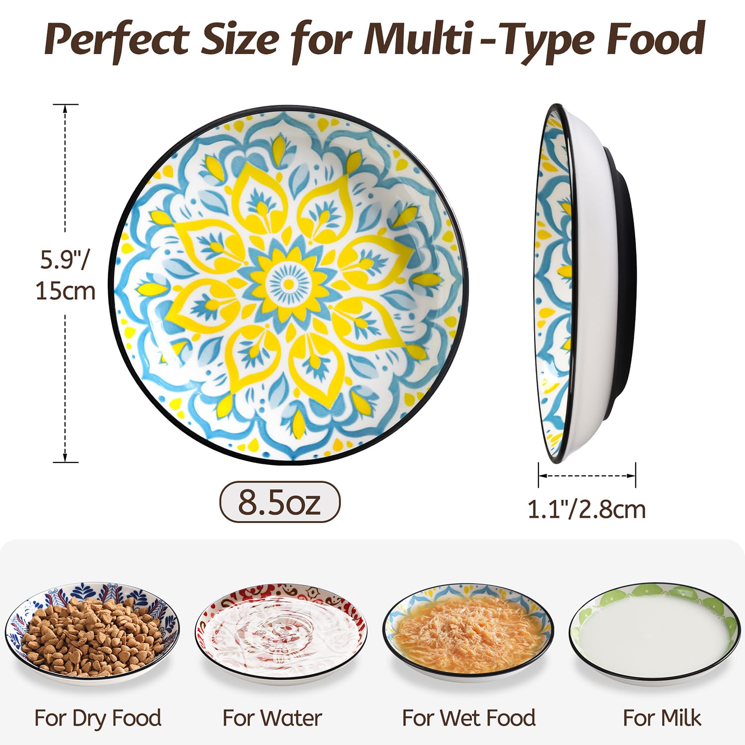 WROSWT ceramic cat bowl safety: cadmium-free and lead-free for non-toxic meals.