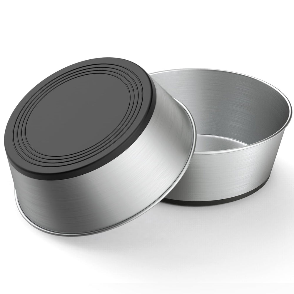 WROSWT 304 stainless steel dog bowls set 2 top view shows sturdy, rust-resistant construction