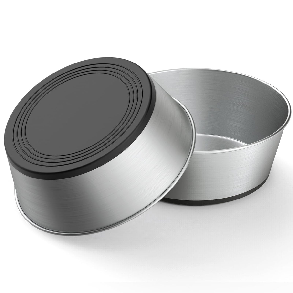 WROSWT 304 stainless steel dog bowls set 2 top view shows sturdy, rust-resistant construction