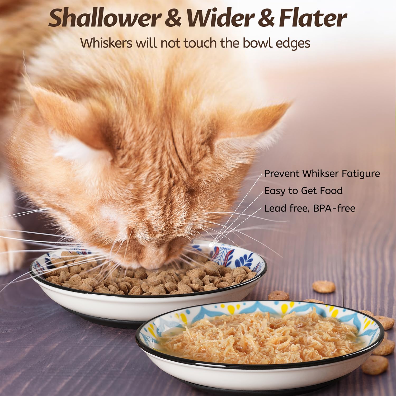 WROSWT four-pack cat bowls designed for wet or dry food and water supply.