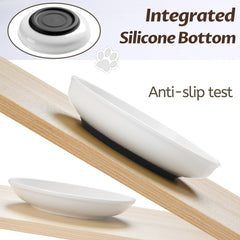 WROSWT No Spill Cat Bowls ceramic material shown for durable, safe dishware.