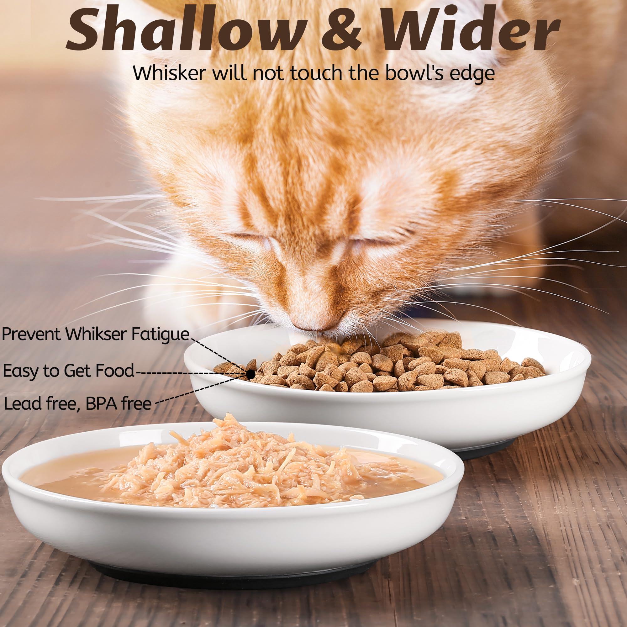 WROSWT No Spill Cat Bowls set multi-use arrangement supports wet or dry food.
