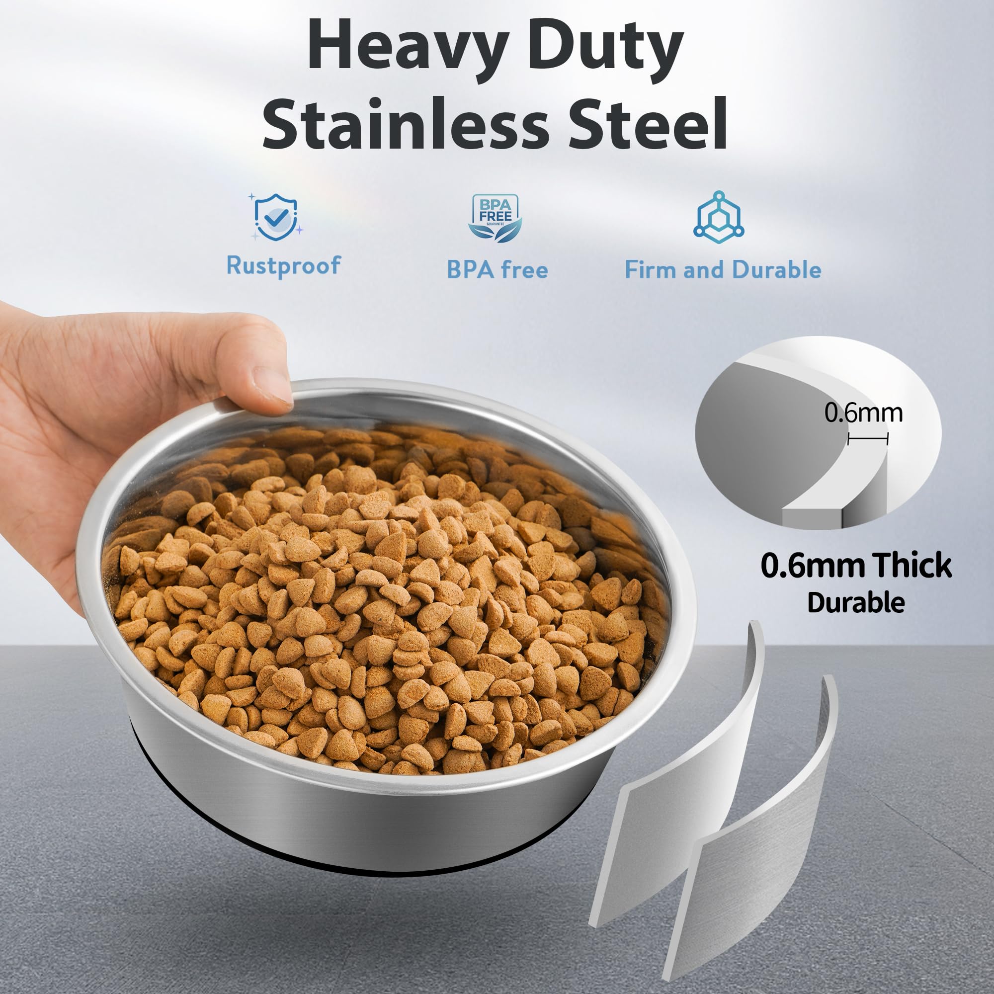 WROSWT bowls in front tilt showcasing non-slip base and stable eating