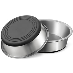 WROSWT stainless steel dog bowls set of 2 with heavy, rust-resistant construction for stable feeding.