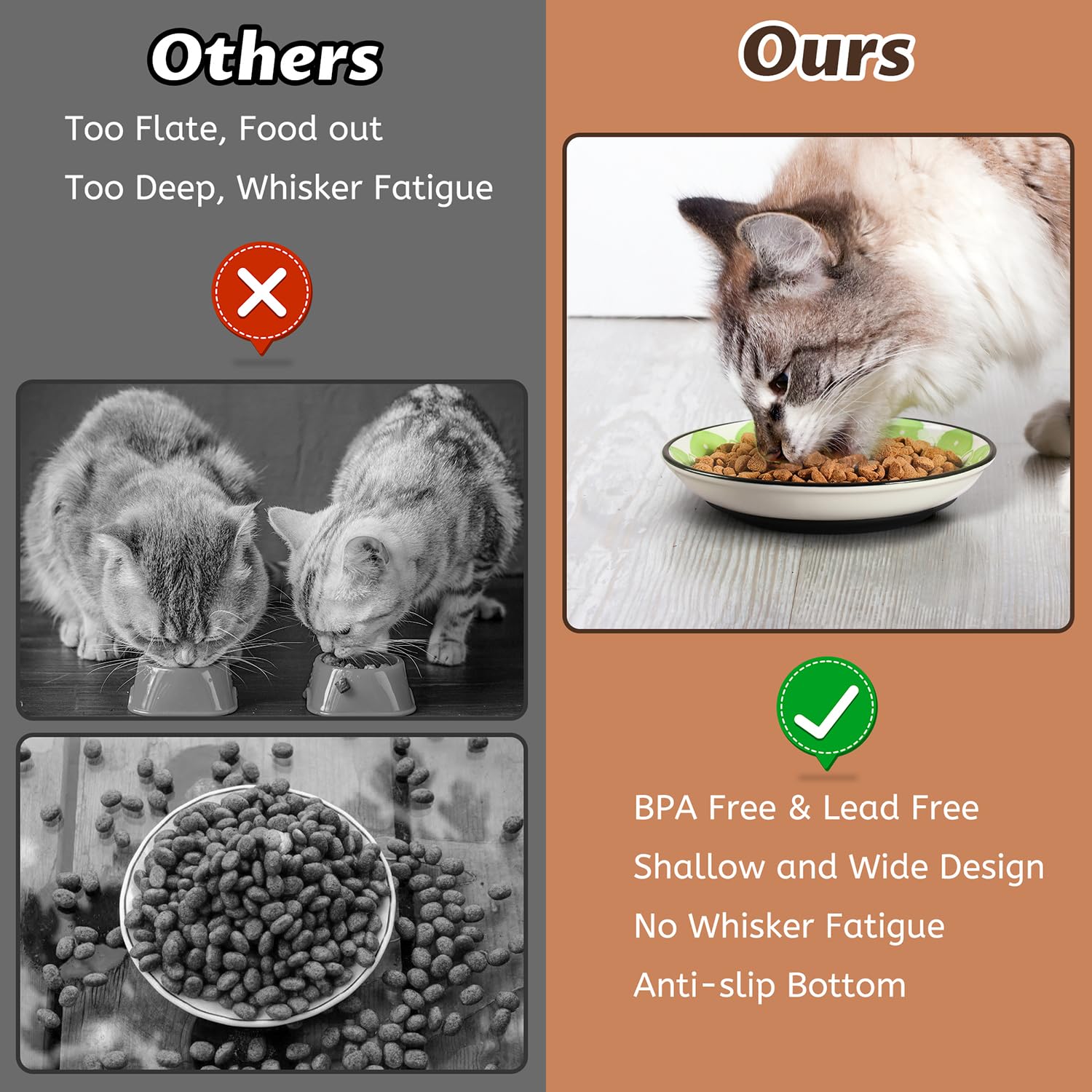 WROSWT whisker-fatigue-friendly bowl design reduces whisker contact during meals.
