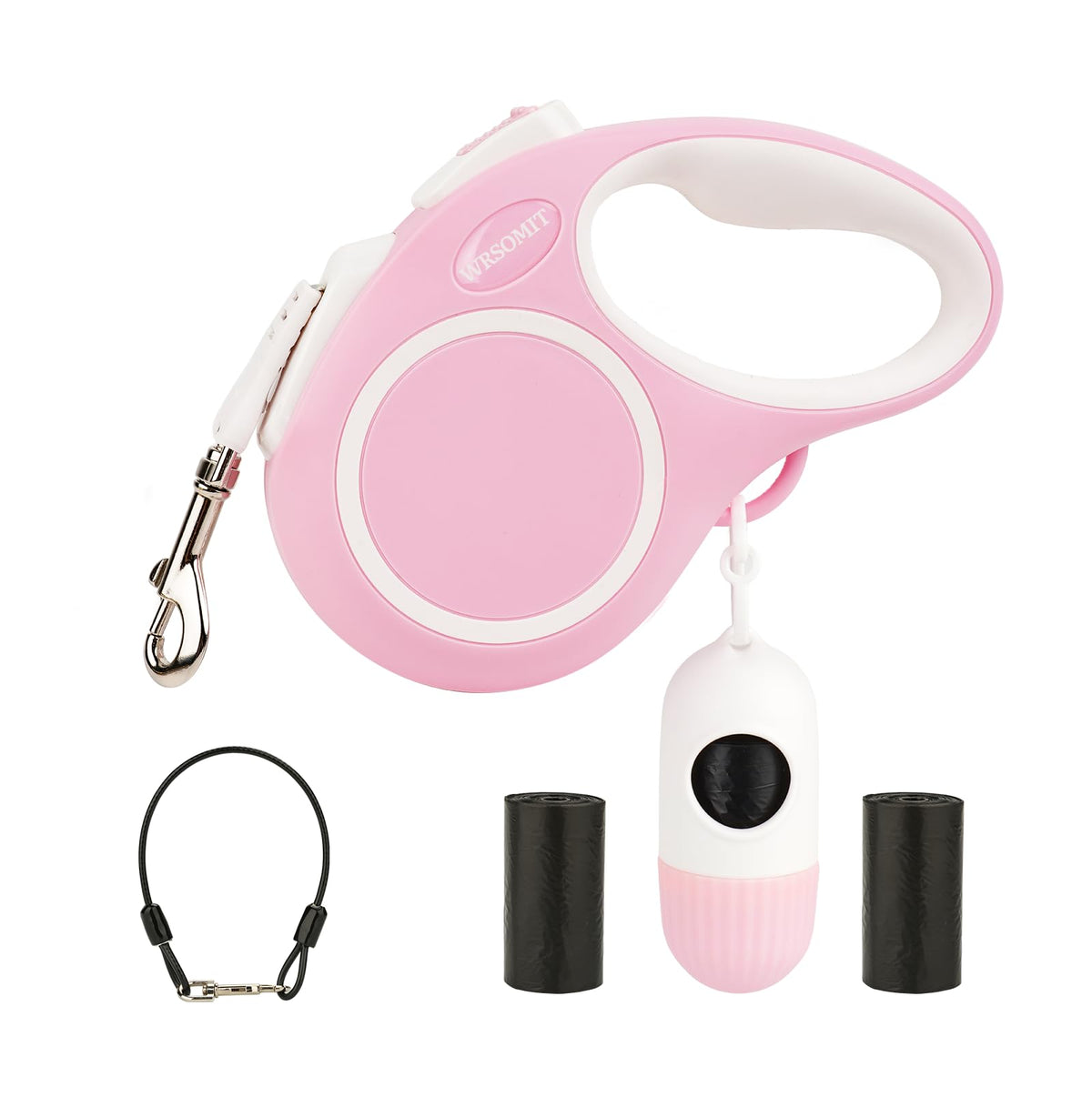 WRSOMIT upgraded retractable leash with 360 no-tangle design during a walk.