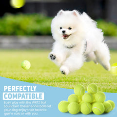 WRTZ launcher-compatible dog tennis balls simplify fetch with compatible ball launchers.