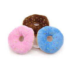 WsjiaboFux donut toy 3-pack colorful for dogs and cats, encouraging interactive play.