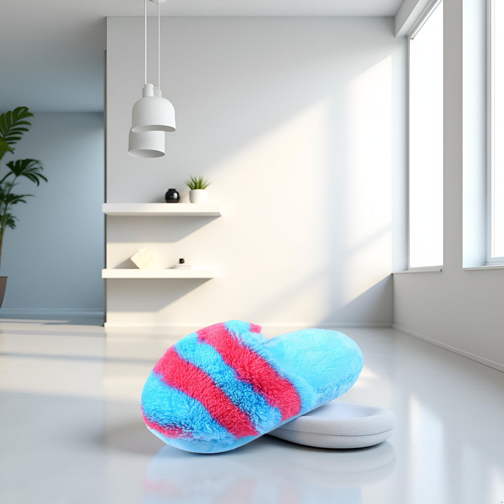 Wsjiabofux blue slipper chew toy provides soft texture during chewing.