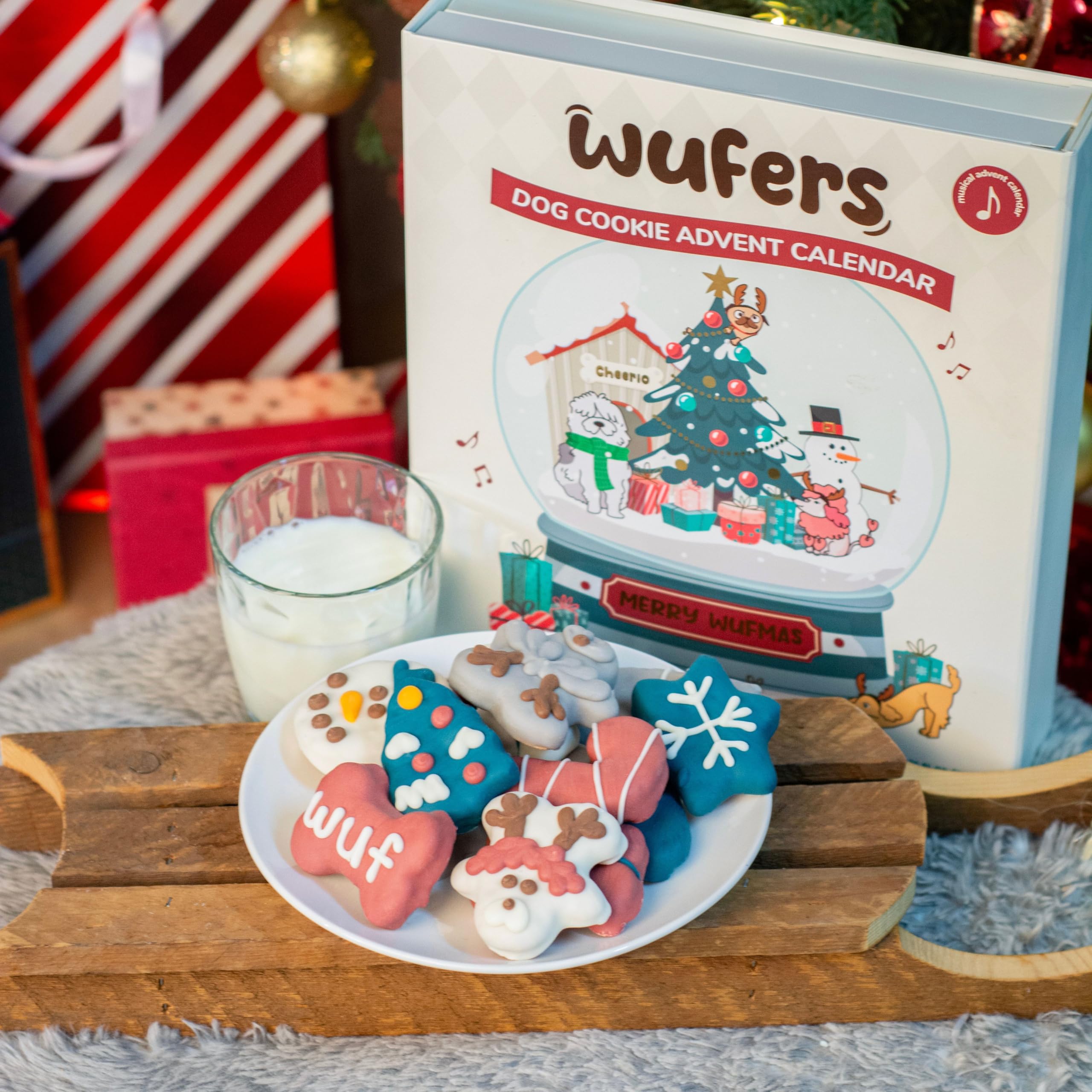 WUFERS 24 Gourmet Dog Cookies tin, bakery-style treats for happy holiday moments