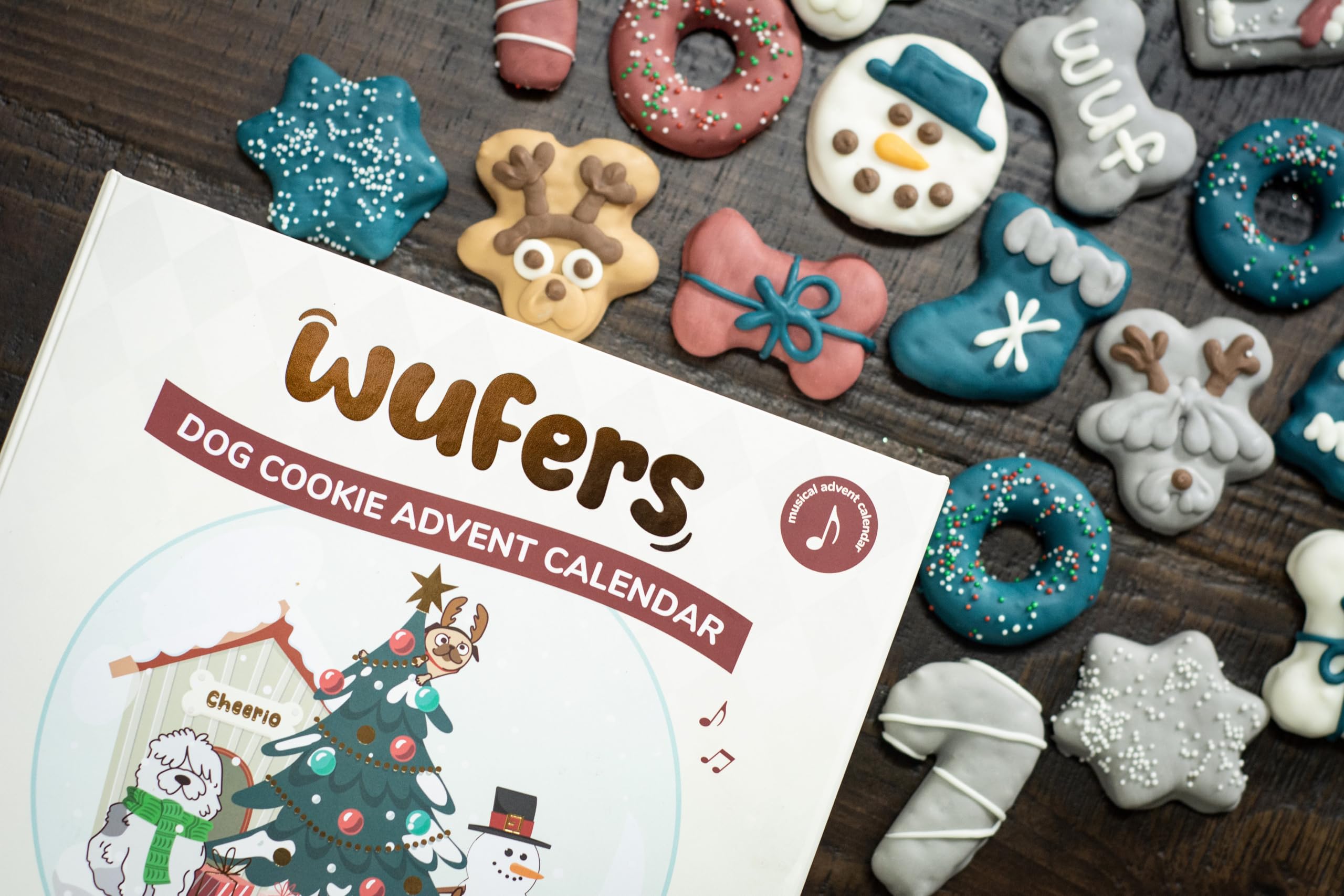 WUFERS Decorated cookies image, festive shapes for playful dog treat time