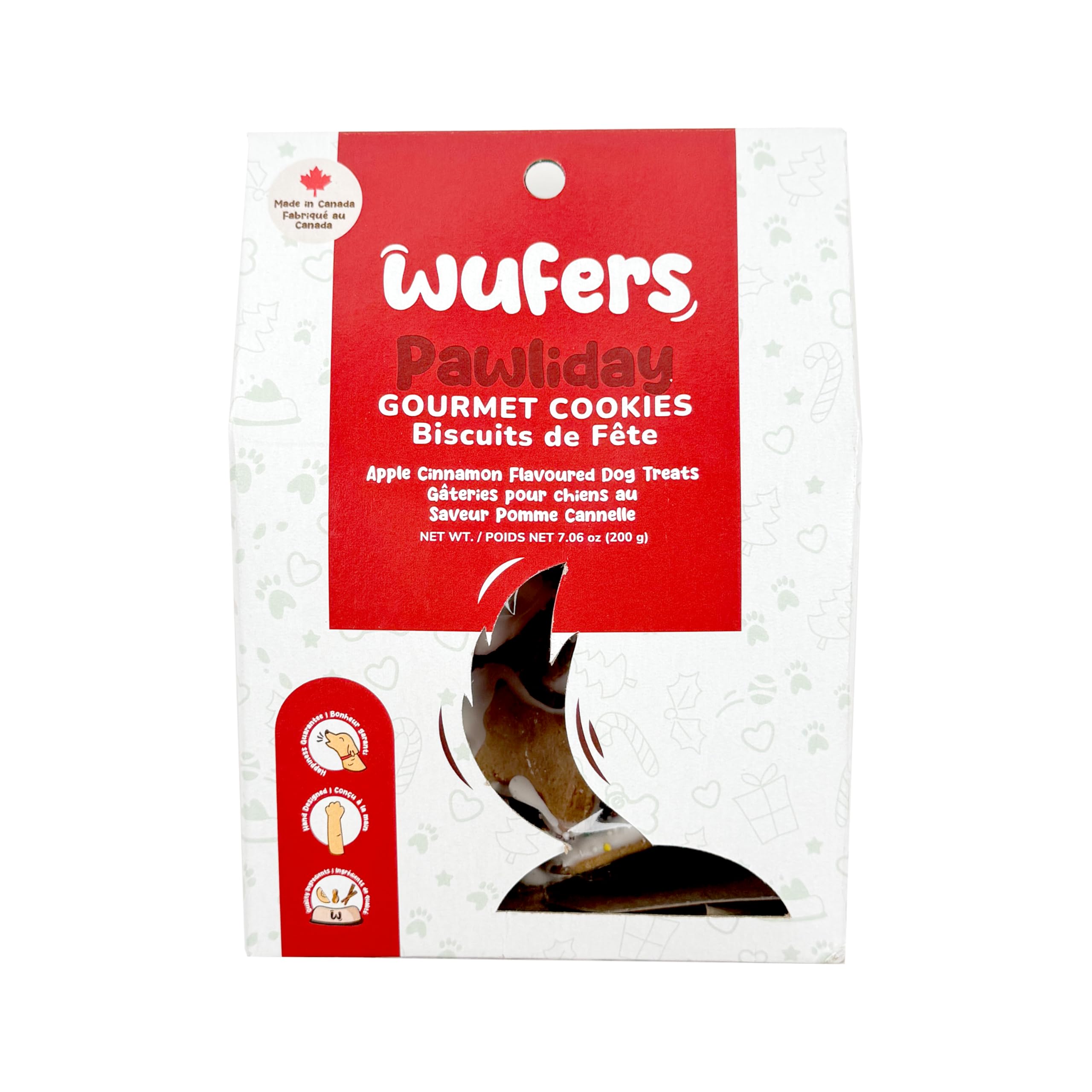 WÜFERS Pawliday sprinkled small bones cookie close-up, festive treat for small dogs.