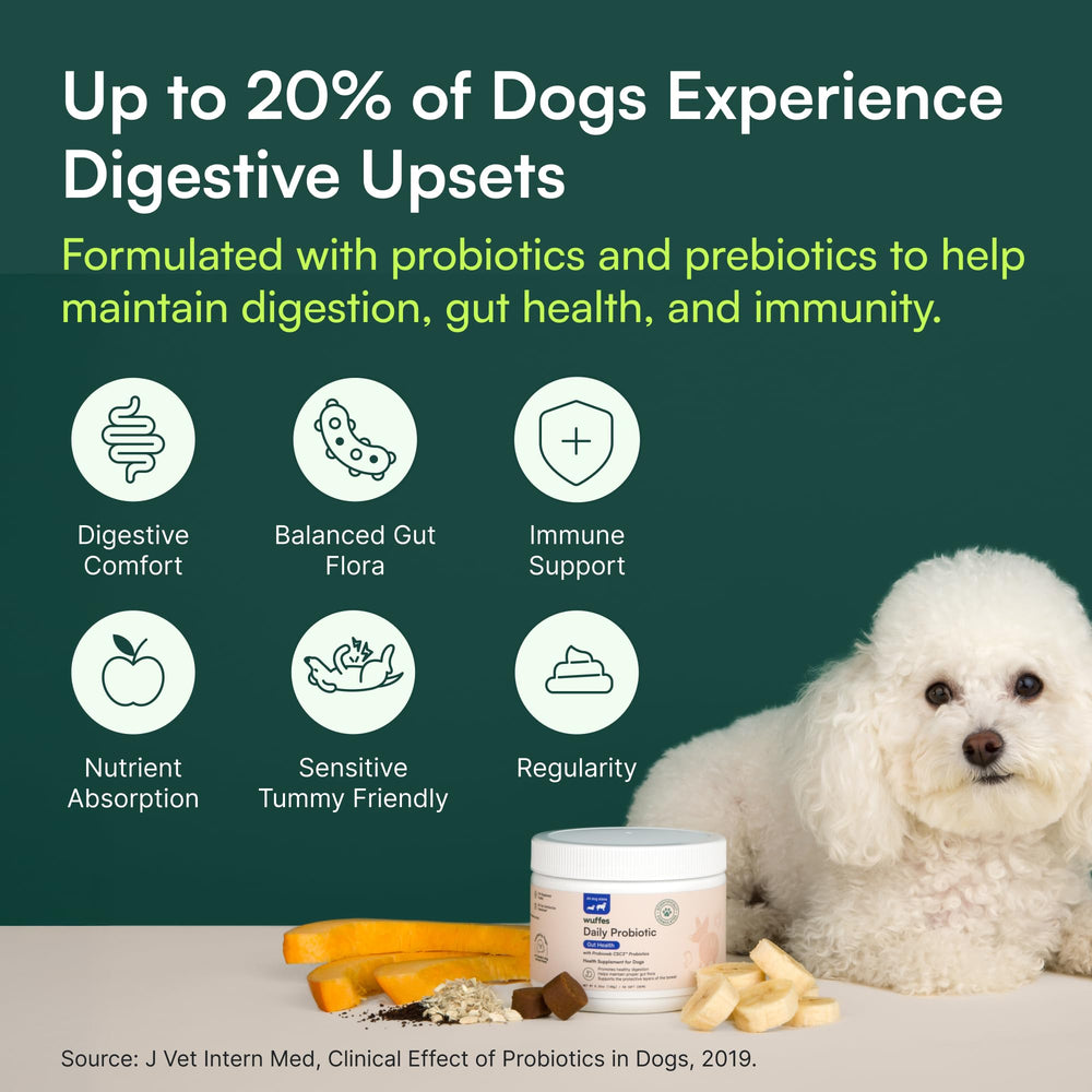 Wuffes Daily Probiotic marshmallow-root image suggests soothing digestive comfort.