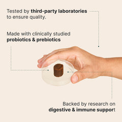 Wuffes Daily Probiotic prebiotics image shows nourishing fibers for balanced microbiome.