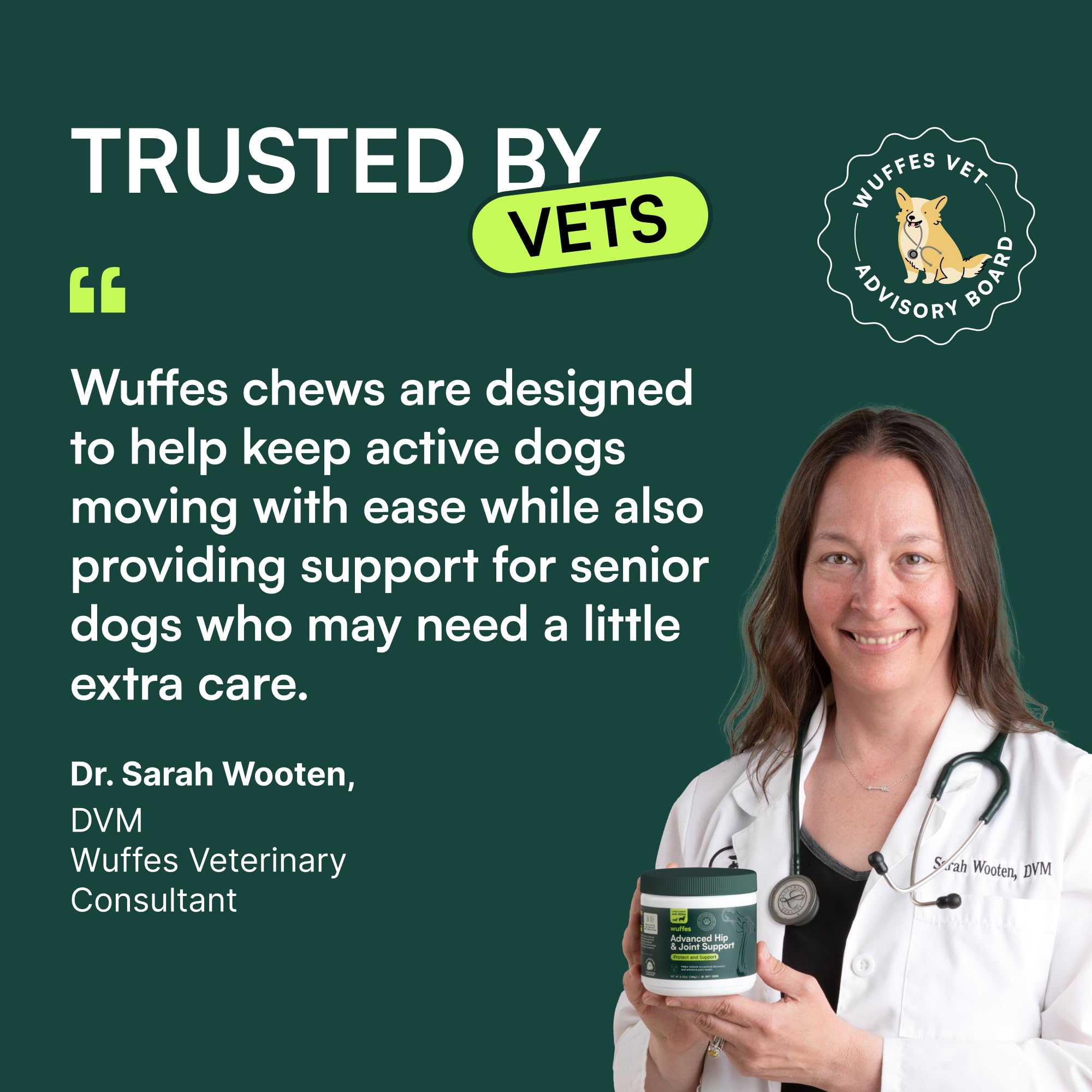 Wuffes hip joint dog walking in park indicates renewed confidence during strolls.