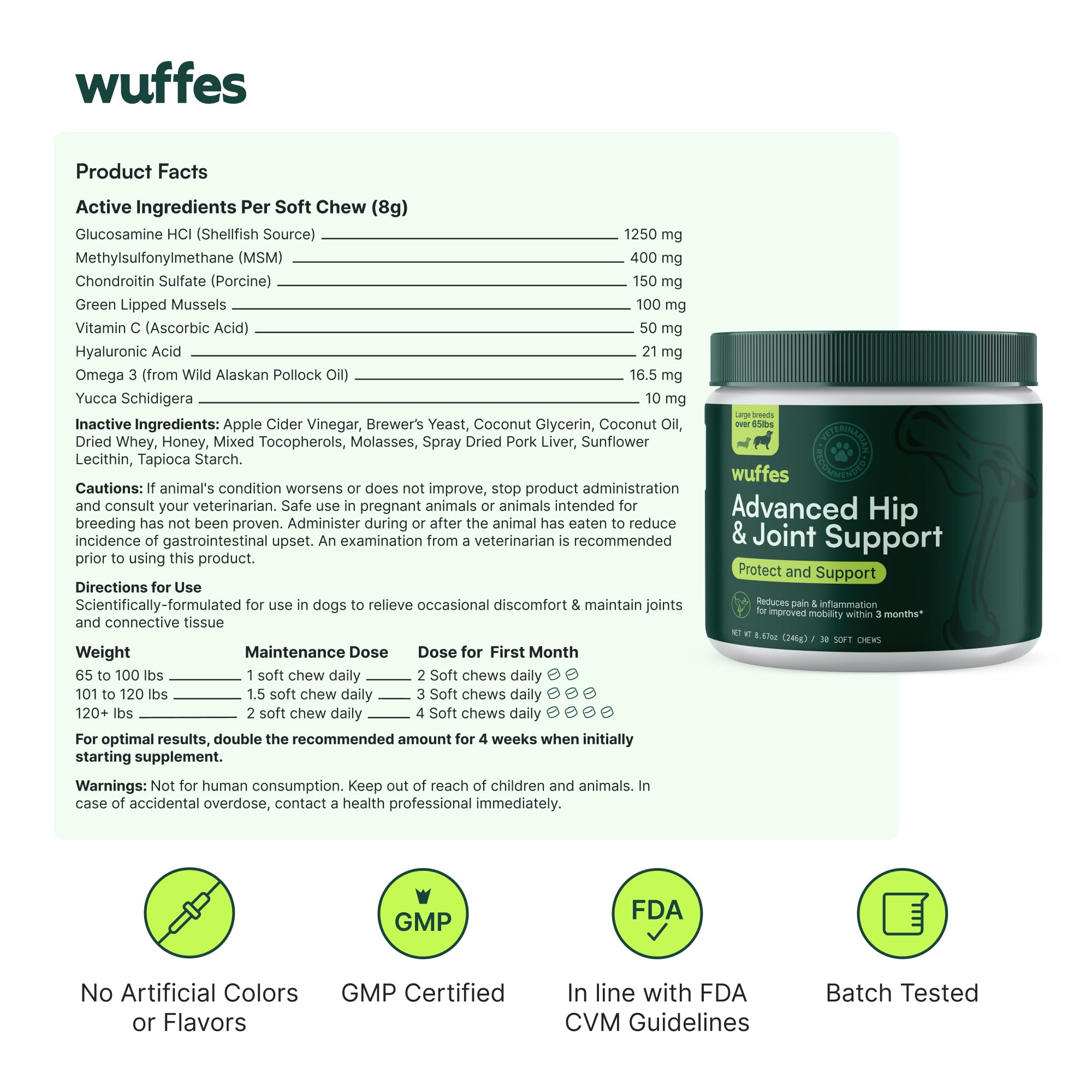 Wuffes nose-to-tail support image showcases comprehensive daily care for dogs.