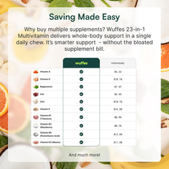 Wuffes omega-3 salmon oil label highlights coat and joint support potential.