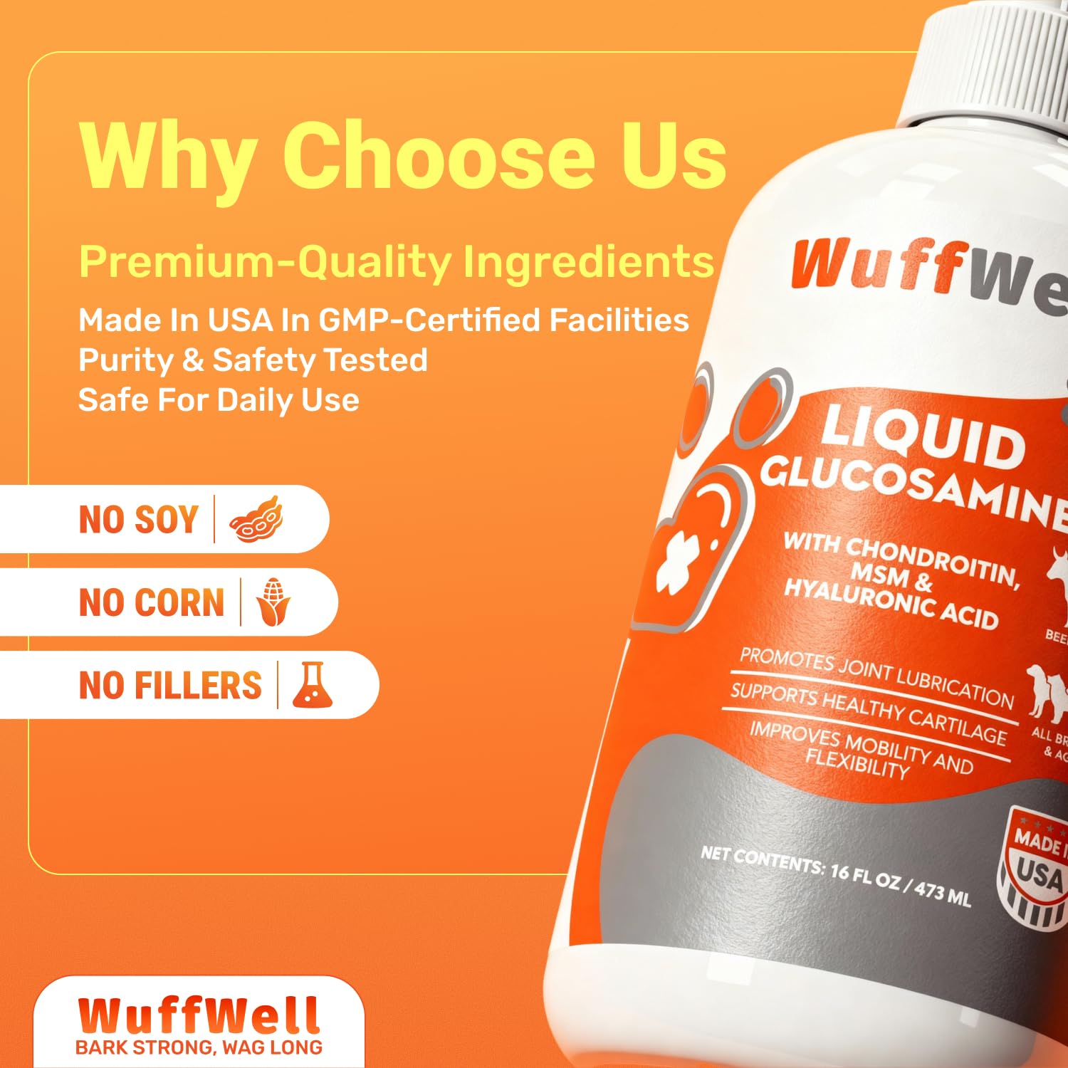 WuffWell made in USA seal reinforces high standards and trustworthy sourcing.