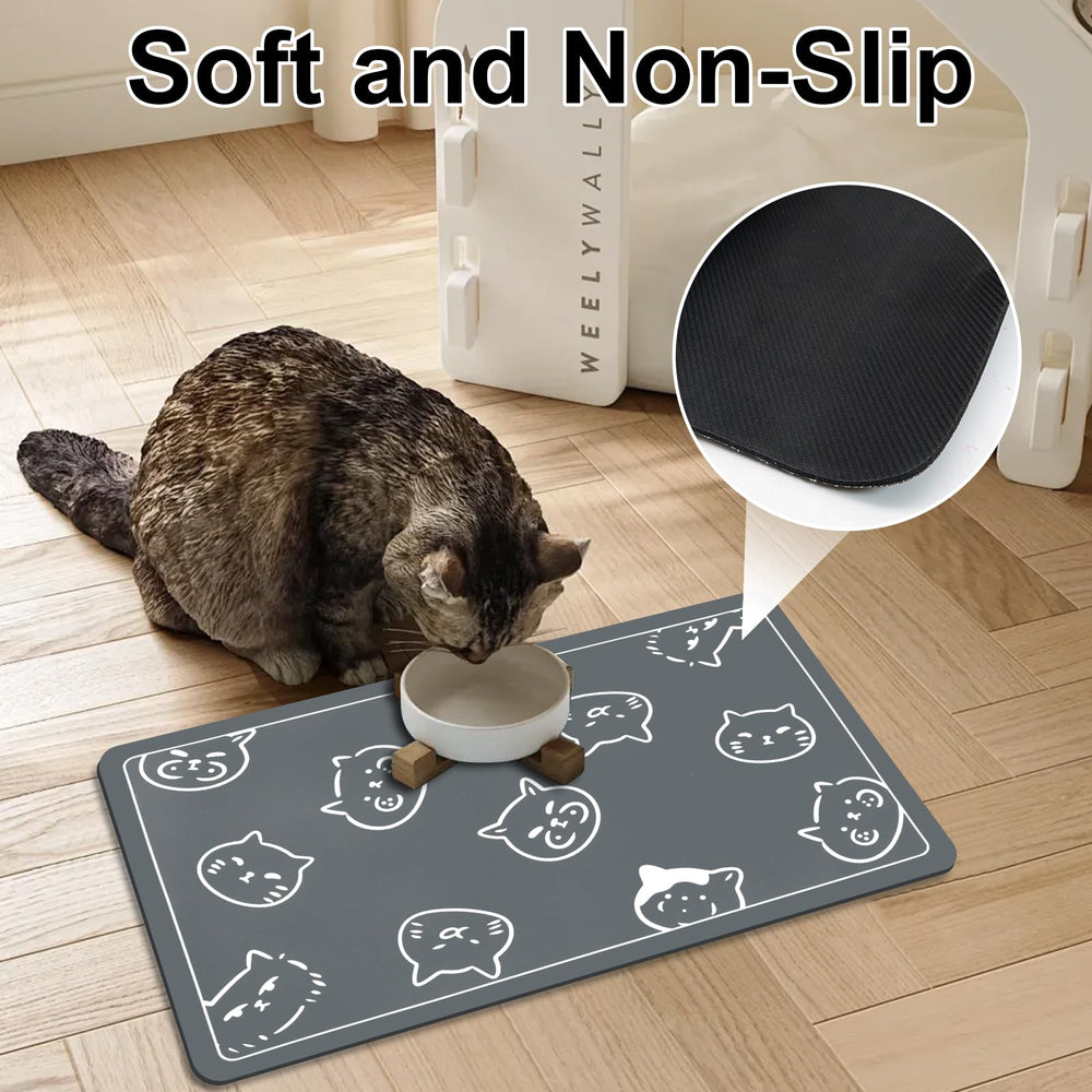 Wulitaotao easy-clean pet feeding mat cleans quickly after use.