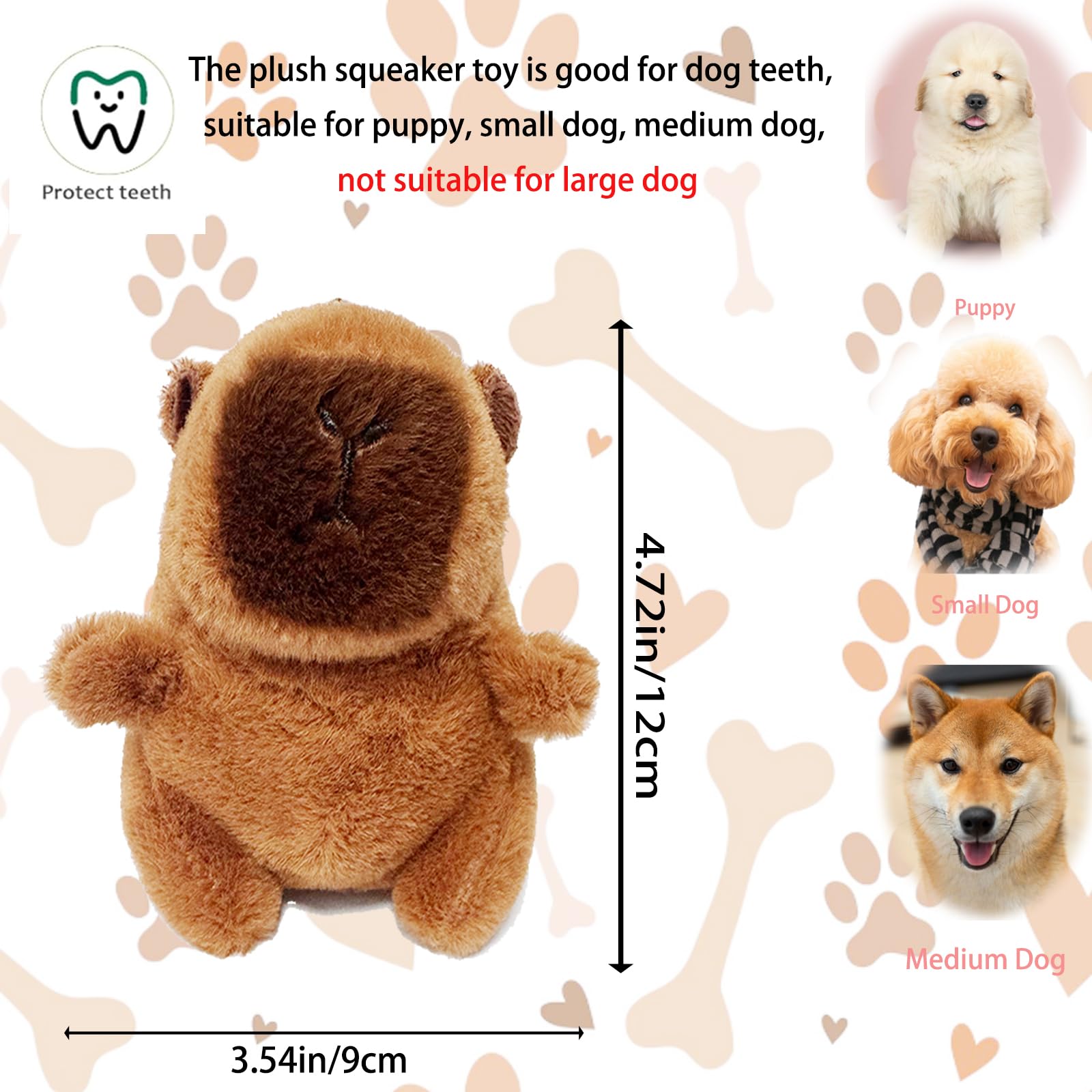 Wxcrsaz capybara plush with squeaker close-up for interactive play.