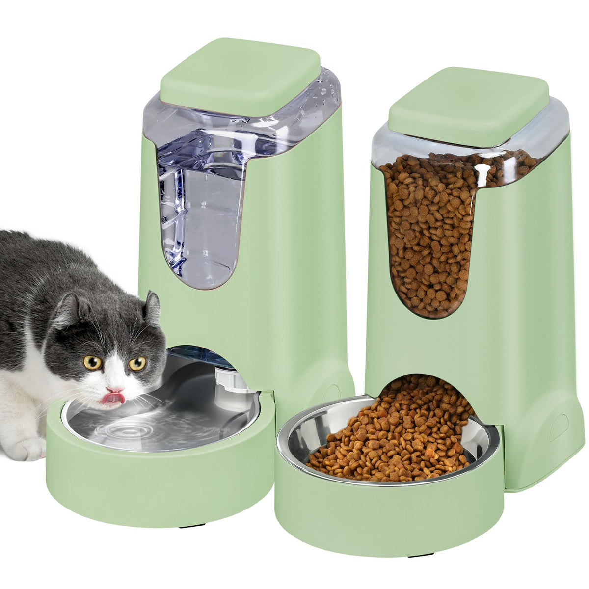 WyfKyd 2pack automatic cat feeder waterer set ready for hands-free pet meals.